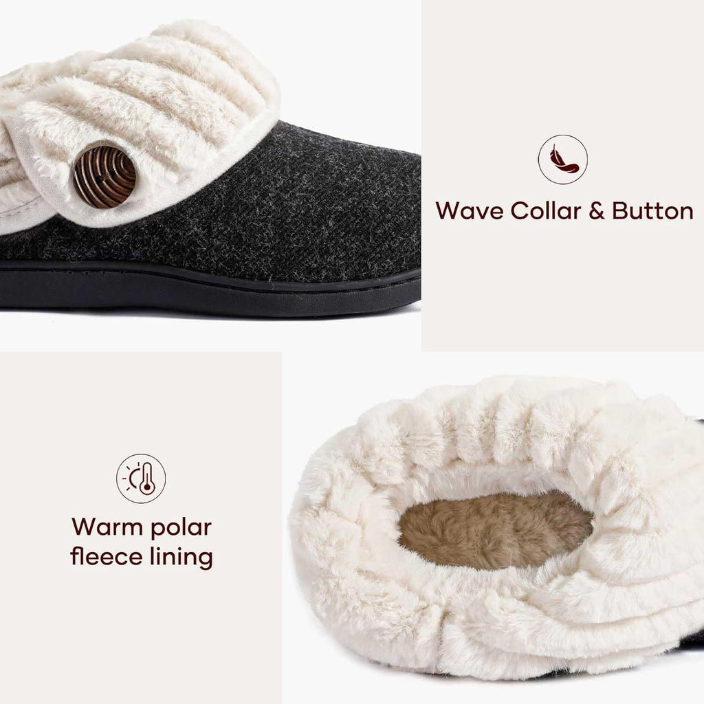 Women'S Warm Bootie Slippers House Shoes with Fuzzy Collar