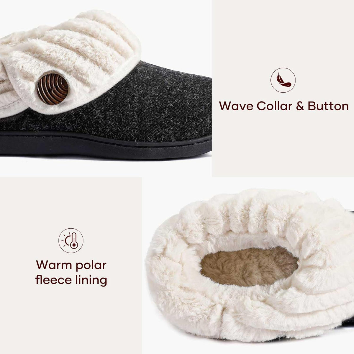 Women'S Warm Bootie Slippers House Shoes with Fuzzy Collar