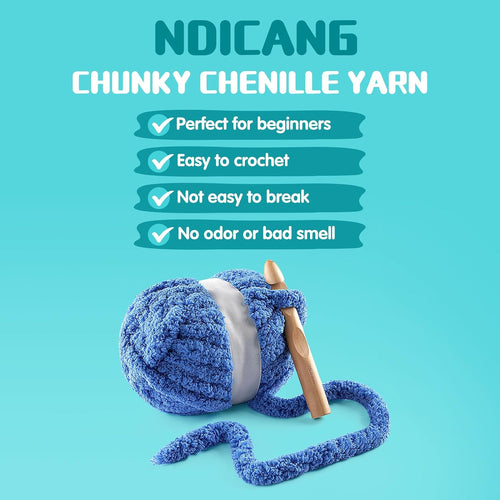 4 Pack Chunky Yarn for Hand Knitting - Chunky Chenille Blanket Yarn for Crocheting - Jumbo Fluffy Yarn for Crochet - Super Bulky Yarn 25 Yds 7.7 Oz Each Skein (Pure White)
