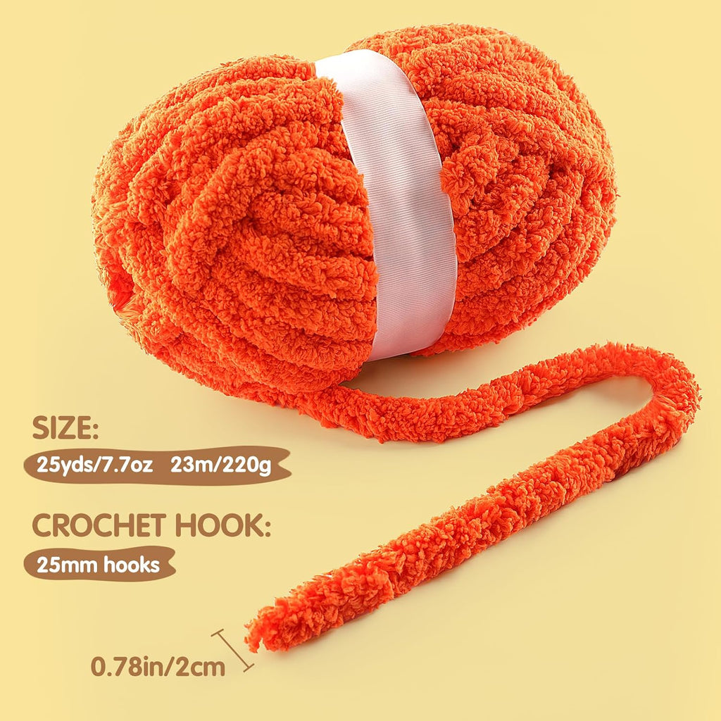 4 Pack Chunky Yarn for Hand Knitting - Chunky Chenille Blanket Yarn for Crocheting - Jumbo Fluffy Yarn for Crochet - Super Bulky Yarn 25 Yds 7.7 Oz Each Skein (Pure White)