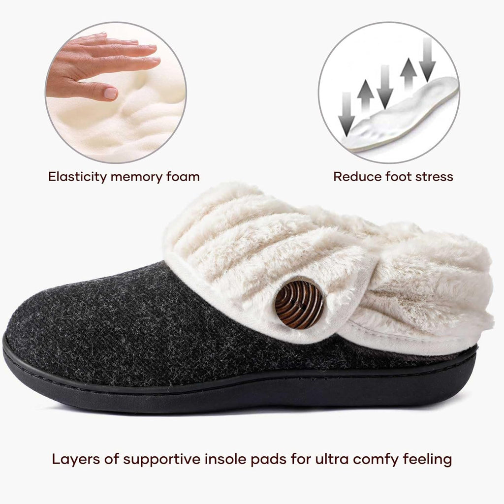 Women'S Warm Bootie Slippers House Shoes with Fuzzy Collar
