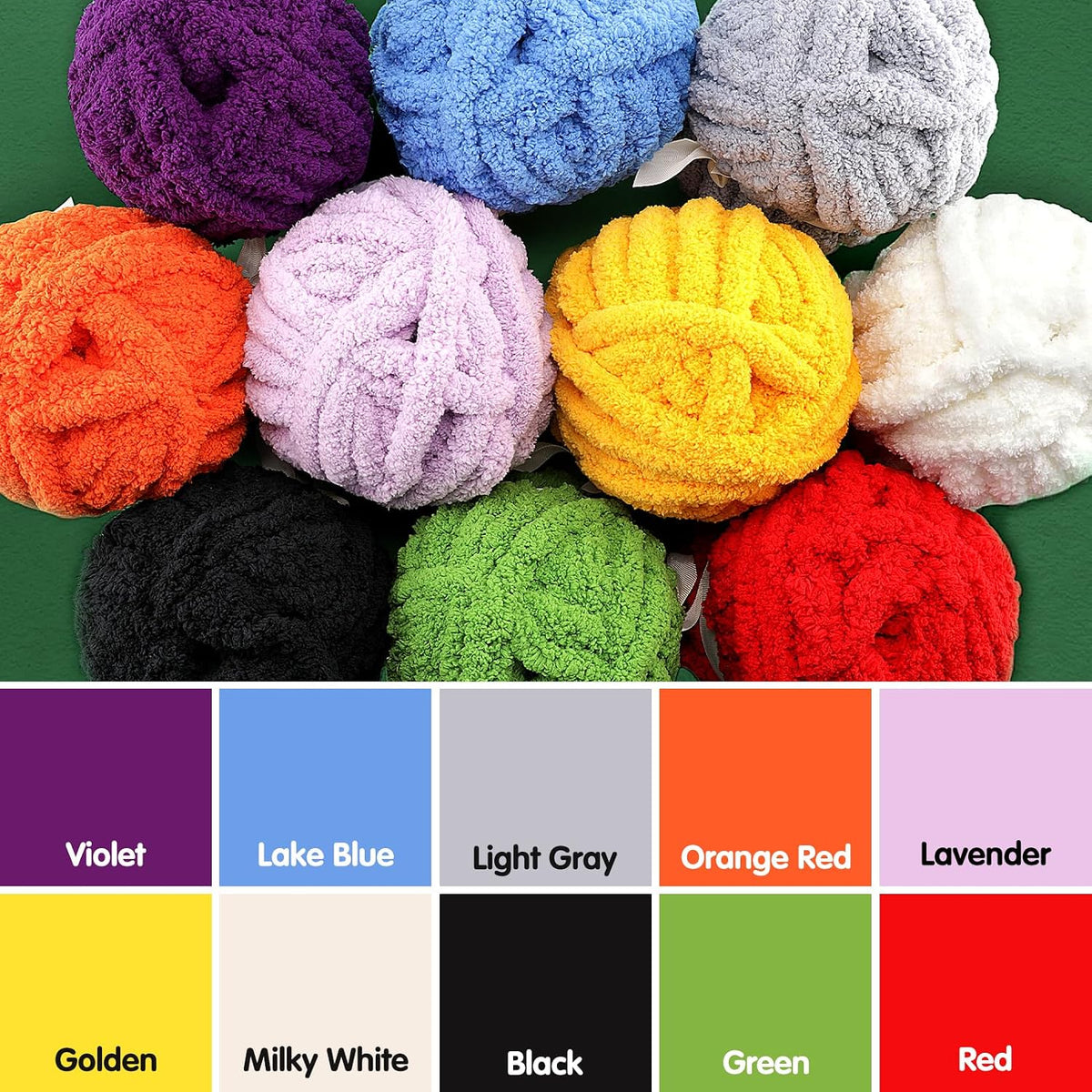 4 Pack Chunky Yarn for Hand Knitting - Chunky Chenille Blanket Yarn for Crocheting - Jumbo Fluffy Yarn for Crochet - Super Bulky Yarn 25 Yds 7.7 Oz Each Skein (Pure White)
