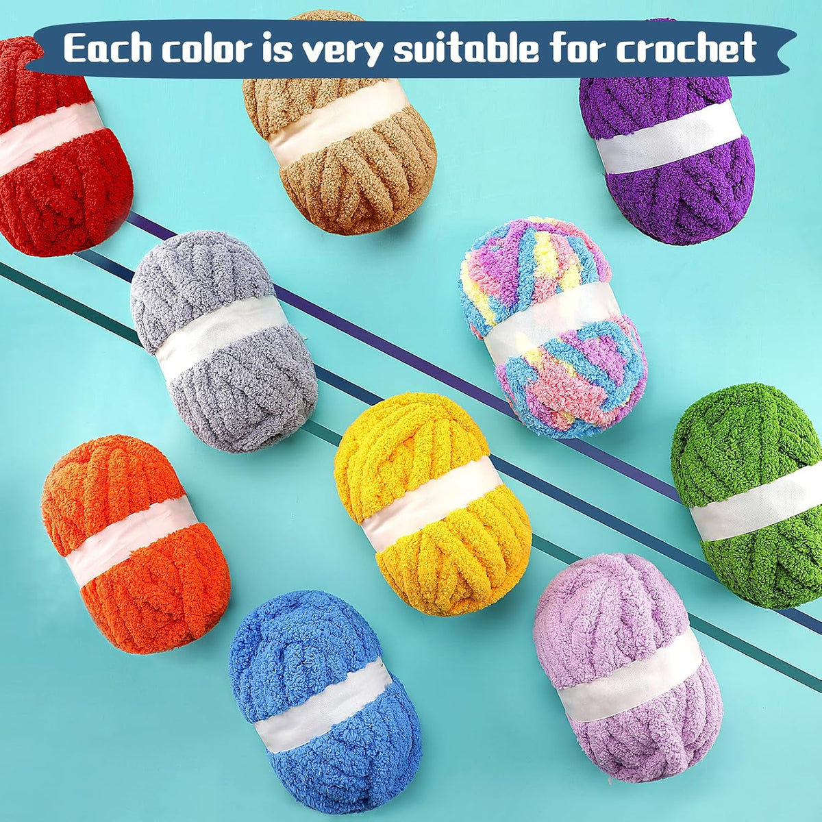 4 Pack Chunky Yarn for Hand Knitting - Chunky Chenille Blanket Yarn for Crocheting - Jumbo Fluffy Yarn for Crochet - Super Bulky Yarn 25 Yds 7.7 Oz Each Skein (Pure White)