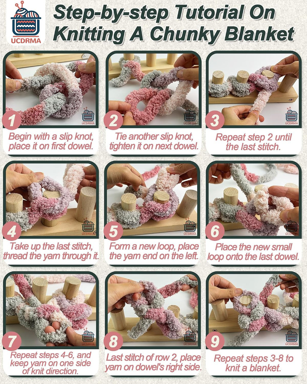 Chunky Blanket Loom Knitting Kit, 3-In-1 Adjustable Chunky Yarn Blanket Knit Loom with Anti-Slip Pads, 39In/99Cm Wooden Loom for Chunky Blanket, Chunky Knit Blanket Crochet Loom for Beginners