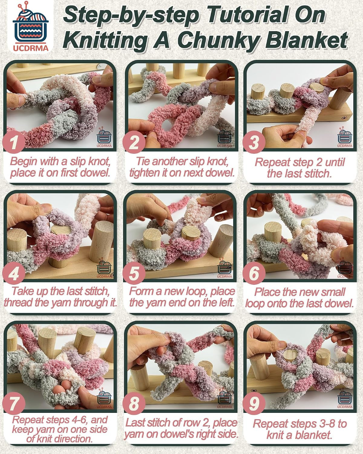 Chunky Blanket Loom Knitting Kit, 3-In-1 Adjustable Chunky Yarn Blanket Knit Loom with Anti-Slip Pads, 39In/99Cm Wooden Loom for Chunky Blanket, Chunky Knit Blanket Crochet Loom for Beginners
